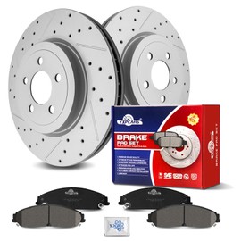 Ceramic Front Brakes Pad and Rotors Drilled Slotted Vented Replacement Disc Brake Kits for Dodge Charger 2006 2007 2008 2009 2010 2011 2012 2013 2014 2015 5.7L/ Magnum 2005-2008 5.7L (345.0 mm)