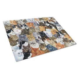 Caroline's Treasures BDBA0414LCB Cats Galore Glass Cutting Board Large, 12H x 16W, multicolor