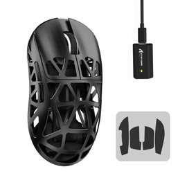 MAMBASNAKE x ATTACK SHARK R2 Magnesium Alloy Mouse, Gaming Mouse, 8K Mouse, PixArt PAW3950, Light Sensor, 1.7 oz (47 g), Ultra Lightweight, 3 Modes Connection, Bluetooth/2.4G Wireless/USB-C Wired, Double Channel, 42000DPI 50G Acceleration, 750IPS Optical Micro Switch, Online Driver Black + Anti-slip Stickers)