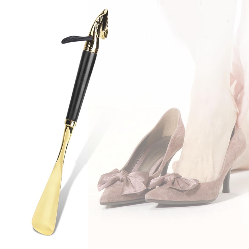Fabater Shoe Horn Long Handle, Shoehorn 12.6" Beech Handle Metal