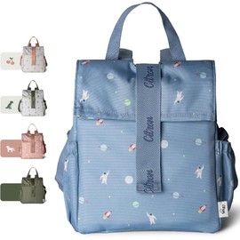 Citron Rollup Girls and Boys Lunch Bag, Spaceship – Keep Meals Fresh with Insulated Roll-Up Design – Convertible, Easy‑Clean Interior, & Waterproof Rain Cover – All-Around Girls and Boys Lunch Box