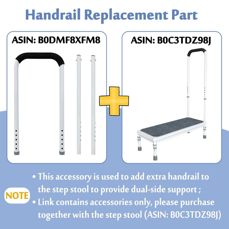 AOSSA Handrail Replacement Part of Bedside Step Stool, Medical Step