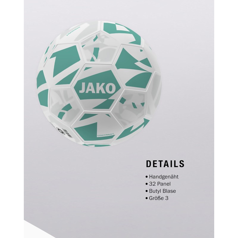JAKO Contrast Training Ball, White/Mint, 3
