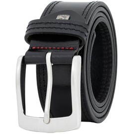 Pierre Cardin Men's Leather Belt, Jeans Belt, 40 mm Wide, Full Cowhide Leather, XL, Black, black, 120