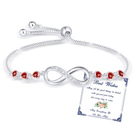 Esmoly Infinity Tennis Bracelets for Women with 5A Zirconia Heart Birthstone Adjustable Birthday Gifts for Women Girls (07)