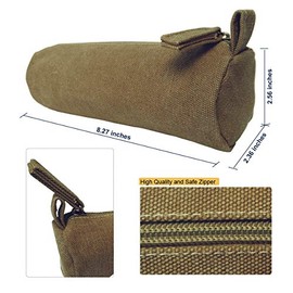 Estuche de lona pesada portátil compacto con cremallera simple y bolsa de medicina pequeña duradera, 1 paquete, color caqui
