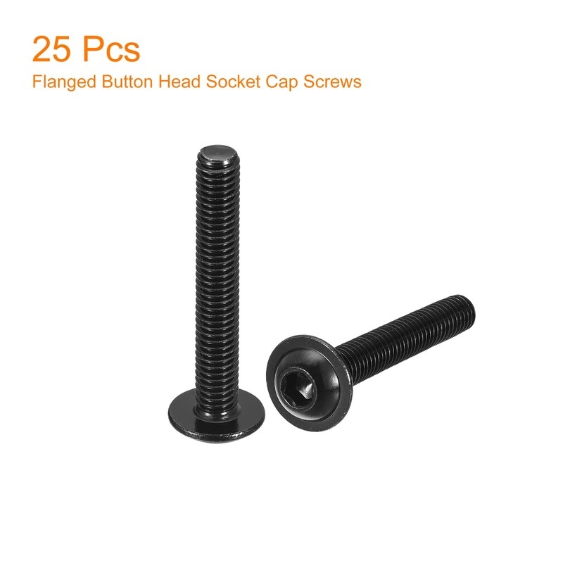 sourcing map Flanged Button Head Socket Cap Screws, 25pcs M6x40mm