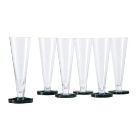 Blue Rose Polish Pottery Grey Bottom Tapered Champagne Flute - Set of 6