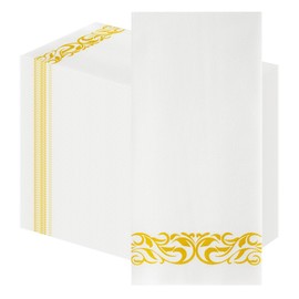 PHUNAT 100-Pack Baroque Vintage Linen Feel Napkins, 30cm x 43cm (11.8" x 16.9"), Premium Textured Dining Napkins for Elegant Table Settings