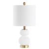 JONATHAN Y 20" White/Brass Gold Ribbed Gourd Glass Table Lamp,