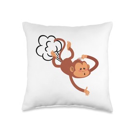 Funny Uh Oh Stinky Monkey Fart Poop Meme Throw Pillow