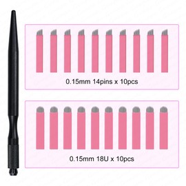 Microblading Handles Manual Microblading Pen with Nano 0.15mm Blade Microblade Holder for Eyebrow Lip Microblading Kit