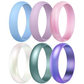 Egnaro Women's Silicone Eternity Rings, 5.5mm Wide 2mm Thick Wedding Rubber Bands, Comfort Workout Variety For Outfit
