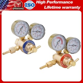 SPARKWHIZ Oxygen and Acetylene Regulators Set with Dual Gauge, CGA200 CGA540 USA Fast