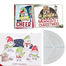 12pcs Nesting Half-Circle Metal Die Cuts,Merry Christmas Nest Round Cutting Dies Cut Stencils DIY Scrapbooking Decorative Embossing Paper Scrapbooking Card Making