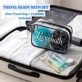 Luxebath Loofah Esponja de Baño Exfoliante Cuerpo Scrubber Paquete para Uso En Ducha Con Estuche Portátil de Viaje (Negro y Verde)