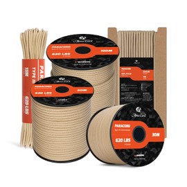 Abma Cord Paracord 620 lbs 4 mm 10 m 100% Nylon Rope Type 3 Cord with 9 Core for Crafts, Camping, Survival, Outdoor - Max. 280 kg - Khaki