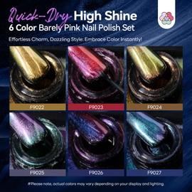 SAVILAND Chrome Nail Polish Set: 12-Free Chameleon Holographic Nail Polish Quick Dry 6 Colors Metallic Fingernail Polish Nail Lacquer Set Nail Art Galaxy Nails DIY Christmas Gift For Women 8ml