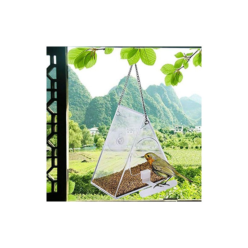 TopHomer Window Bird Feeder, Clear Acrylic Birdfeeders Windowsill Strong Suction