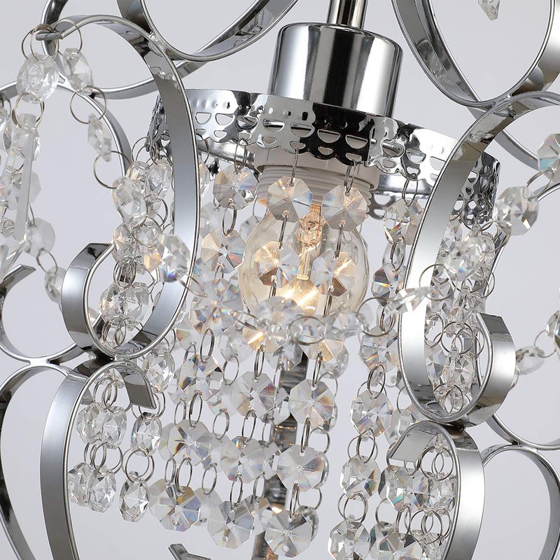 riomasee Mini Chandelier Modern Chrome Crystal Ceiling Light Fixture 1-Light