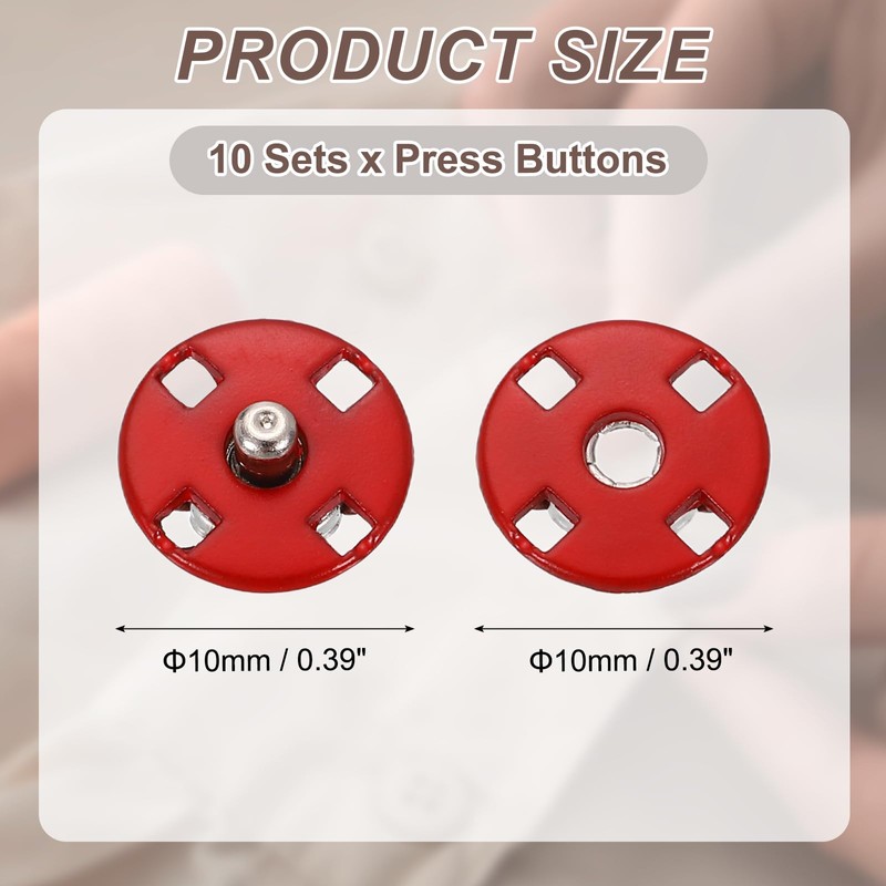 uxcell 10 Sets Sewing Snap Buttons, 10mm Invisible Press Studs