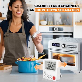 XREXS Digitale Küchentimer, 2-Kanal-Timer, Eieruhren, Stoppuhr, Countdown, loopfähig, einstellbare Lautstärke, Küchentimer mit Magneten, für Küche, Klassenzimmer, Backen, Fitness, Yoga