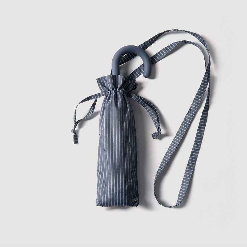 JAJU [JAJU] Crossbody UV 3-Fold Umbrella_Blue Stripe