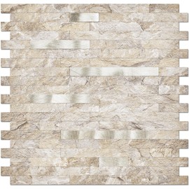 DICOFUN Peel and Stick Backsplash Wall Tiles, Sandstone Look PVC Kitchen Backsplash Peel and Stick, 1