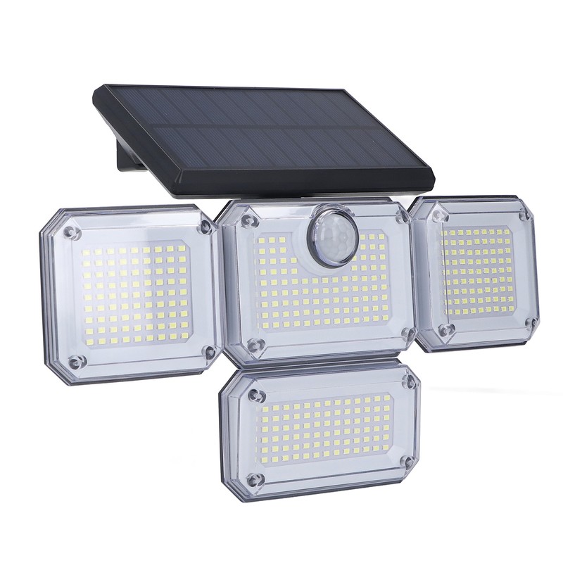 Solar Outdoor Street Light 4 Rotating Head Flexible Foldable IP64