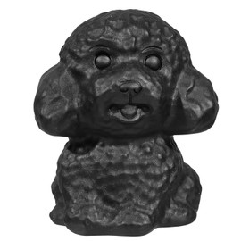 SUNYIK Black Obsidian Poodle Dog Statue Carved Black Puppy Stone Figurine Decor for Home Office Tabletop