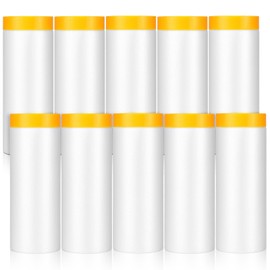 10 Rolls Painters Plastic with Tape Pre-Taped Masking Film 5Ft x 65Ft
