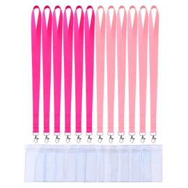 12 Pack Cruise Lanyard Set with 12 Transparent ID Cardholders: 2 Colors x 6, Perfect for Small Quantity Needs (Pink+Hotpink,12P