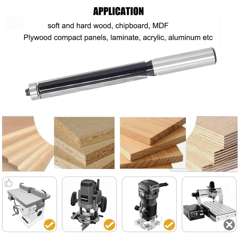 Flush Trim Router Bit 1/2 Shank, Extra Long Flush Cut