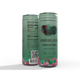 Hibisbloom Cavally Mint, Organic Red Hibiscus, Spearmint, Lemon, Lime, Orange Blossom, 8-Pack x 12oz Cans - 25 Calories. Slow Brew from Scratch, 5000mg Hibiscus.