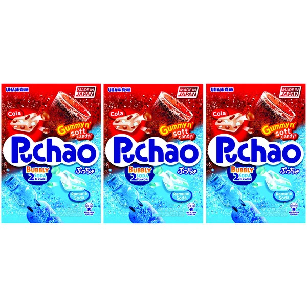 Puchao Gummy n' Soft Candy, Cola and Ramune Soda Flavors,