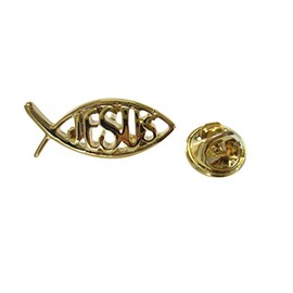 Kiola Designs Gold Toned Religious Jesus Fish Lapel Pin