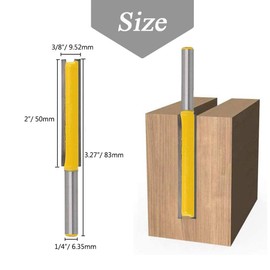 Mesee Set of 2 Pieces Extra Long Straight Router Bit Set, 1/4-Inch Shank Double Flute Straight Grooving Bits Trimming Cutter Woodworking Milling Tools with 2" & 3" Cutting Height