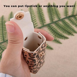 MXXGMYJ Leopard Print Lipstick Holder Keychain for Girls - Chapstick Holder, Lip Gloss & Lip Balm Storage - Clip on Case for Purse - Yellow