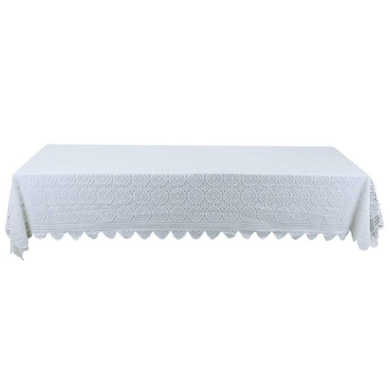 mookaitedecor 225x152cm White Large Floral Lace Tablecloth Rectangular for Party