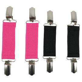 N'Ice Caps 2 Pairs Kids Baby Strong Stainless Steel Mitten Clips with Teeth (Black/Fuchsia - 2 Pair Pack, One Size)