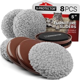 Furniture Sliders X-PROTECTOR - 4+4 Pack 5” - Multi-Surface Furniture Sliders for Carpet & Hard Floors - 4 Furniture Movers for Carpeted Floors and 4 Hardwood Socks - Move Your Furniture Easily!