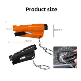 2 Pcs Three-in-One Car Escape Rescue Tool Keychain Glass Breaker Seatbelt Cutter Mini Hammer Emergency Rescue Tool Glass Breaker Car Safety Tool Window Broken Tool Seat Belt Cutter（Orange/Black）