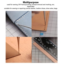 Leather Scraper Awl, 10 Piece Awl with Wooden Handle for Sewing DIY Hand Punch Stack and Guillotine Trimmer Paper Cutters