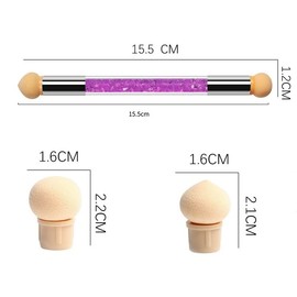 HIGHROCK Sponge Nail Brush Picking Dotting Gradient Pen Brush Double Head Sponge Nail Brush Rhinestone Nail Painting Brush with 4 Pieces Replacement Head (purple)