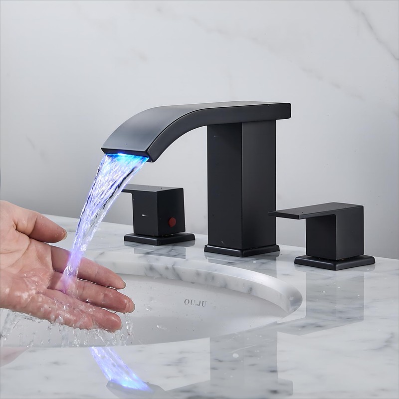 Bathroom faucets 3 Hole Widespread Modern Bathroom Sink Faucet 8
