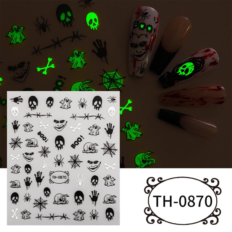 Unikato Halloween Nail Stickers, Nail Parts, 6 Sheets, Fluorescent Stickers,