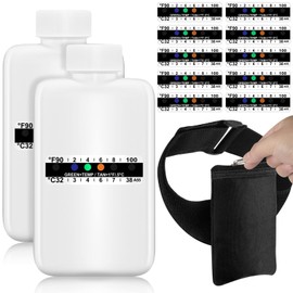 14 Pcs Urine Show Complete Kit 2 Portable Empty Bottles 10 Adhesive Temperature Show Strip Hidden Leg Strap Urine Oxford Pouch Urine Test Bottles (Zipper Style)