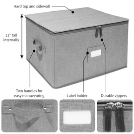 Stemware Storage Cases, Wine Glass Storage Box Containers for Glassware or Crystal, Holds 12 Red or White Wine Glasses, Hard Top and Sides (Light Grey)