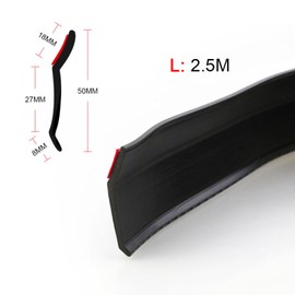 Car Front Bumper Protector Self-Adhesive Auto Splitter Body Spoiler Skirt Rubber Bumper Lip Trim Spoiler 2.5M/8.2ft(Black)