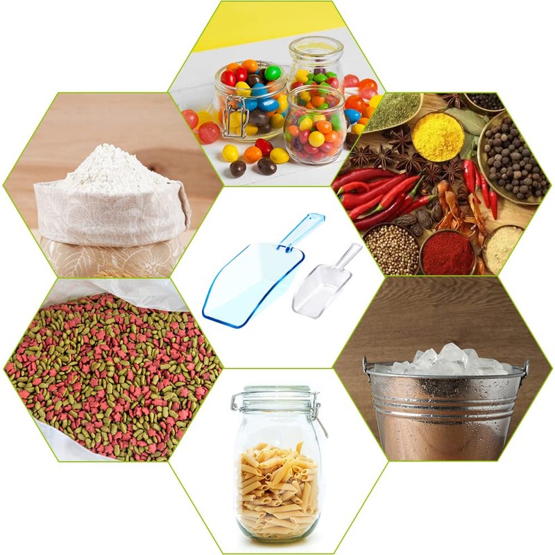 16 Pcs Plastic Kitchen Scoop, AIFUDA Multi-Purpose Measuring Spoons Clear